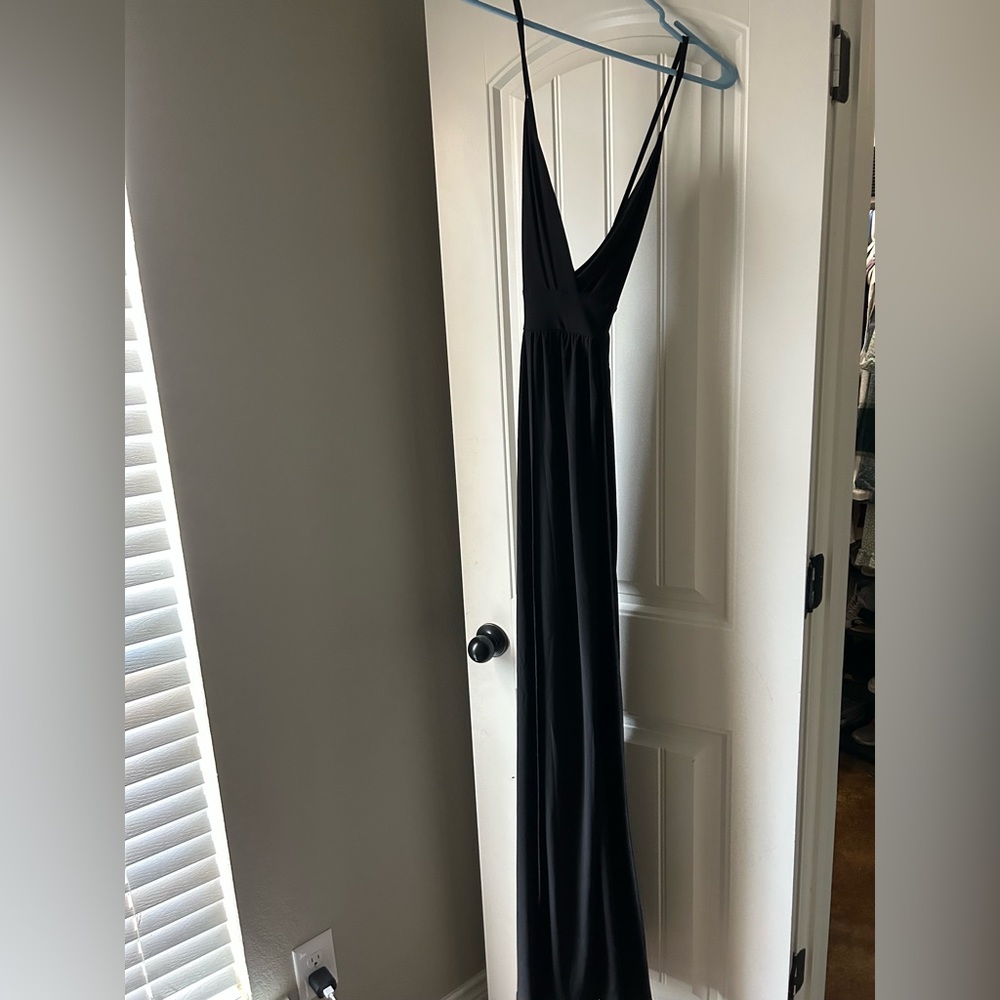 Long black cocktail dress